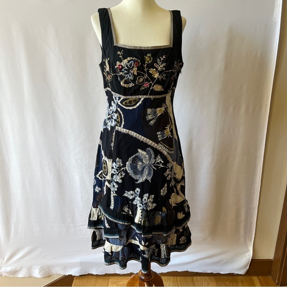 VASNA DRESS M BOHEMIAN FLORAL TIERED EMBROIDERED FESTIVAL ARTISANAL FEMININE - Picture 8 of 13